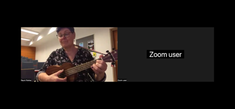 Kuvassa on Zoom-näkymä ukulele-tunnilta. Toisessa kuvassa on tämän artikkelin kirjoittaja Rauni Rokka.