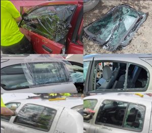 Monta kuvaa eri autojen ikkunoista.