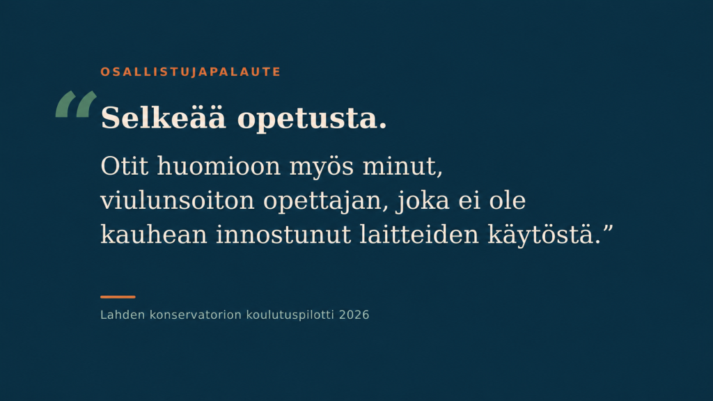 Kuvassa on sitaatti opiskelijapalautteesta.