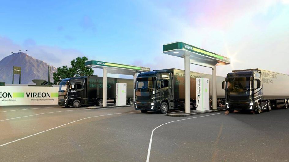 Havainnekuva vetytankkausasemasta jossa raskaanliikenteen kalustoa tankkaamassa. Kuvassa olevan aseman haltijana Vireon.