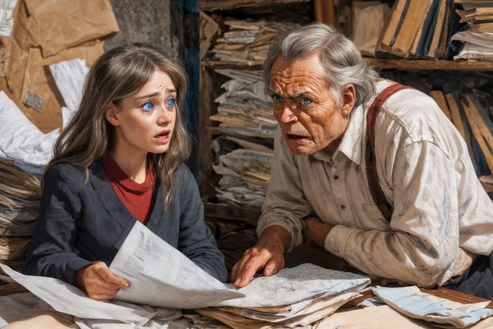 Two people facing challenges with legal papers in a messy home office space