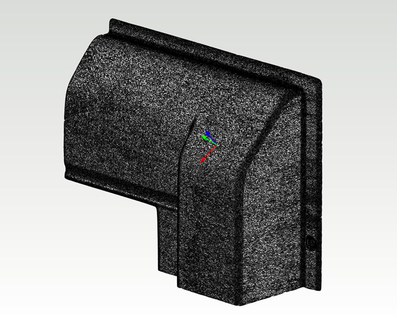 Kuvassa on 3D-skannatun kappaleen polygonmalli