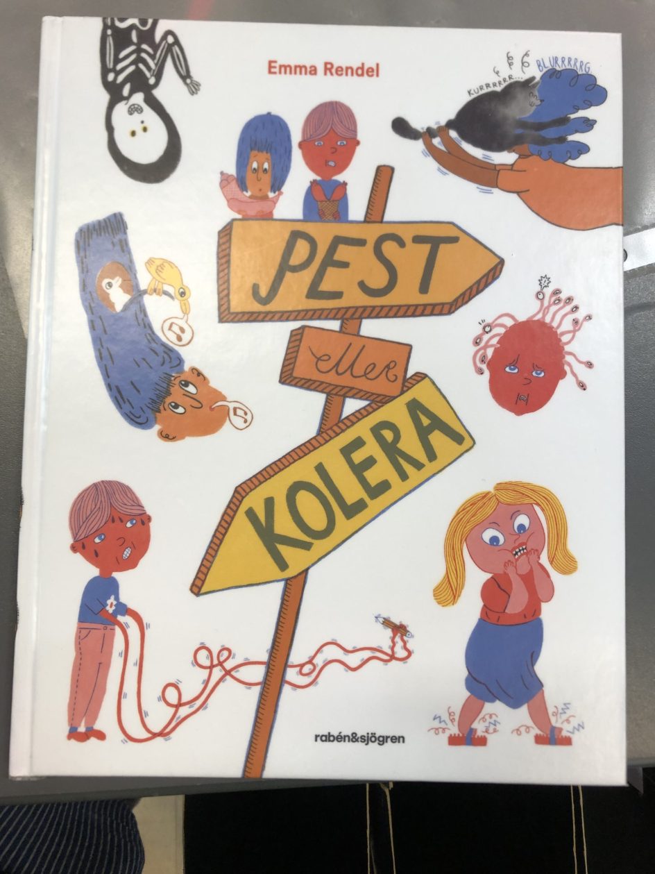 Kuvassa on Emma Rendelin Pest eller kolera -kirjan kansi.