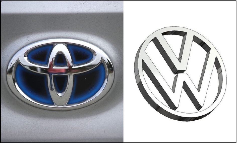 Toyotan ja Volkswagenin logot